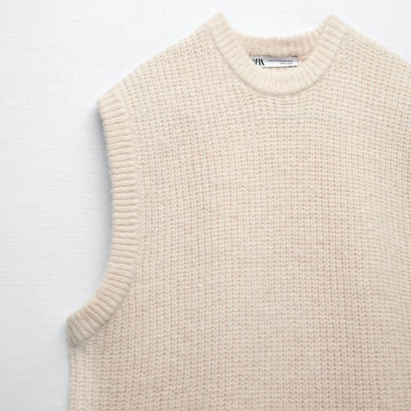 ZARA Oversized Long Knit Vest Dusty Pink BNWT - Picture 2 of 6